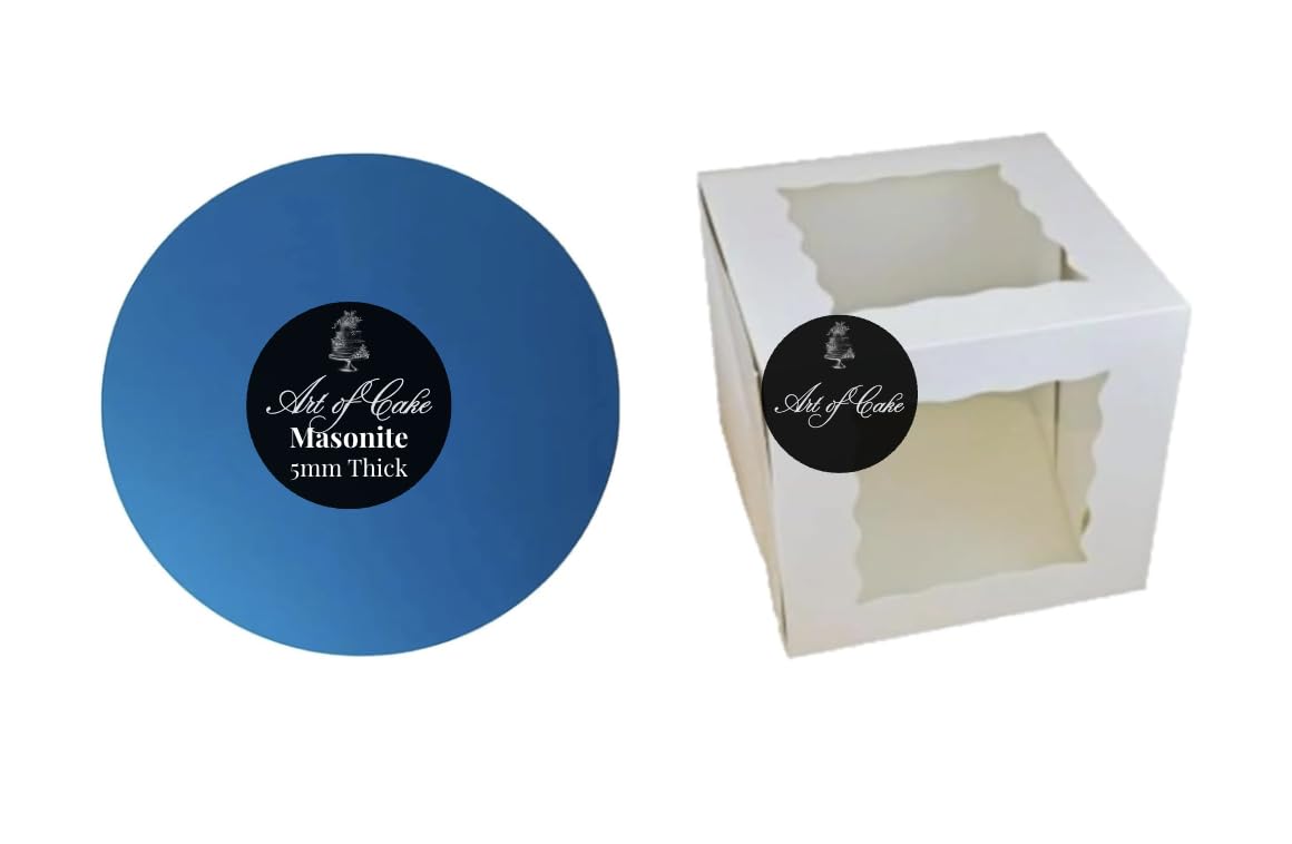 Art Of Cake Blue Art Of Cake® Masonite Cake Board & 2 Sided Window Tall Cake Box (, 12")