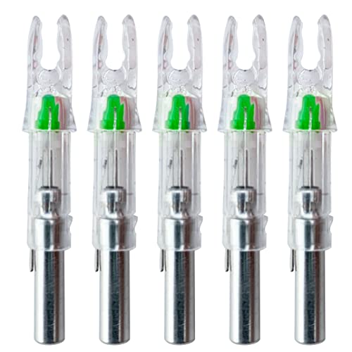 Lighted Nocks For Arrows, Crossbow Bolts (Pack Of 12 With Case), 0.244"/ 6.2 Mm Inside Diameter Led Archery Hunting (Green) #TOP3