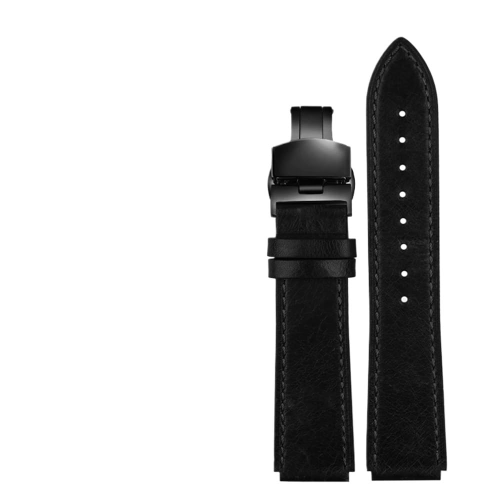 Amaupckca Black Black Retro Genuine Leather Watchband For Casio A158w A168 / F91w / Ae-1200Whd/A158/A159/A169/Ae1200 Vintage Watch Bracelet Strap(Black Black)