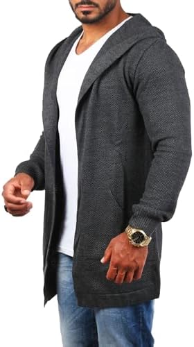 3. Bild von Carisma Herren Feinstrick Cardigan leichte Weste Strickjacke mit Kapuze Lange Passform Oversize Long fit 7717 S