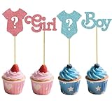 12-Pack Baby Cupcake Toppers - Blue and Pink Question Mark Clothes Cake Toppers for Gender Reveal and Birthday Parties - Boy or Girl Baby Shower Decorations