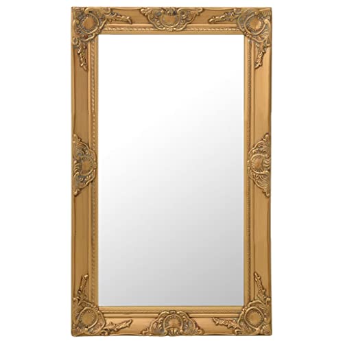 vidaXL Espejo de Pared Estilo Barroco Rectangular Colgante Armario Baño Antiguo Retro Consumo de Maquillaje Decoración Hogar Dorado 50x80 cm