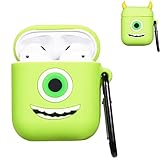 Punswan One Eye Monster Airpod Case for Airpods 1&2,Cute 3D Funny Cartoon Character Soft Silicone Catalyst Cover,Kawaii Fun Cool Keychain Design Skin,Fashion Cases for Girls Kids Boys Air pods