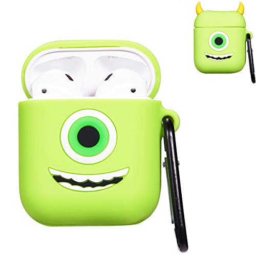 Punswan One Eye Monster Airpod Case for Airpods 1&2,Cute 3D Funny Cartoon Character Soft Silicone Catalyst Cover,Kawaii Fun Cool Keychain Design Skin,Fashion Cases for Girls Kids Boys Air pods