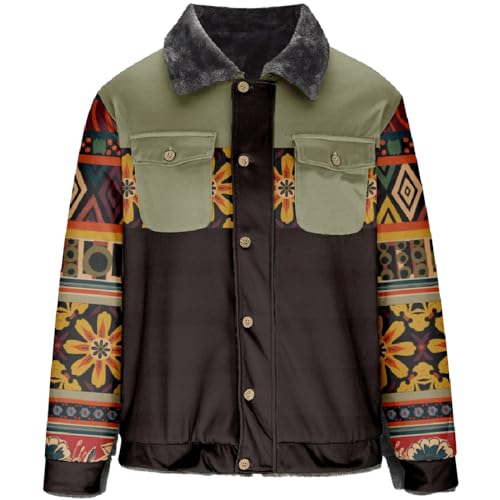 Manteau d'hiver chaud et épais pour homme veste imprimé western aztèque