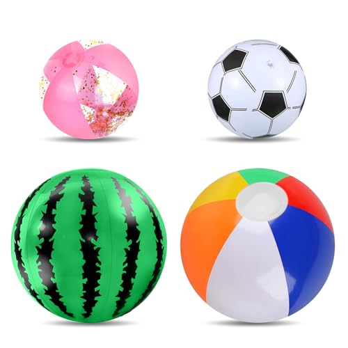 VZXZXE 4 Stück Wasserball Aufblasbar Wasserball Klein Wasserbälle Aufblasbarer Ball Strandball Aufblasbar Wasserspielzeug Kinder Schwimmbad für Schwimmbad Schwimmball Strandball,Wasserballons