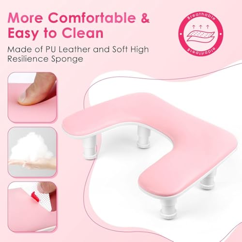 Repose-bras de manucure réglable rose pour installer une lampe UV dessous - 5