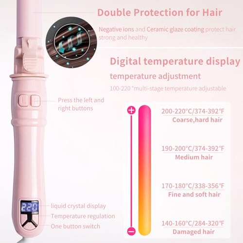 Uotjcnr UOTJCNR-3 2024 Newest 28Mm/1.1 Inch Automatic Curling Wand Rotating Curling Iron For Long Short Hair, Automatic Hair Curler With Led Display, Professional Hair Waver Hair Styling Irons Fast Heating Wand thumb #4