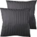 Pure Label 2er Set Mako Satin Damast Streifen Kopfkissenbezüge 80x80 cm aus 100% Baumwolle in dunkelgrau - Traumhaft weiche Kissenbezüge passend zu unseren Bettwäsche Sets