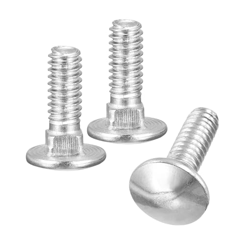 Image of uxcell 1 /4-20x5 /8 Carriage Bolt, 10pcs Round Head Square Neck Screws, 304 Stainless Steel, Fully Threaded, Silver