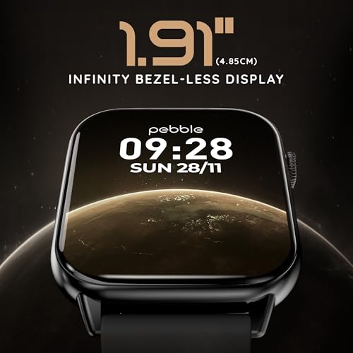 Image of Pebble Cosmos Ultra 2.0 Smartwatch for Men & Women 1.91 inch Infinite Display, Bluetooth Calling, Sleek Ultra-Thin Design Fitness & Sleep Monitor Works with Android & iOS - Obsidian Black