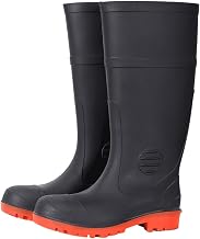 mxcgzl Safety Rain Boots, Toe Core, Long, Lightweight, Oil-Resistant, Preventing Treading, For Work, Men's, Women's, Waterproof, Stylish, Black, Anti-Fatigue, Non-Slip