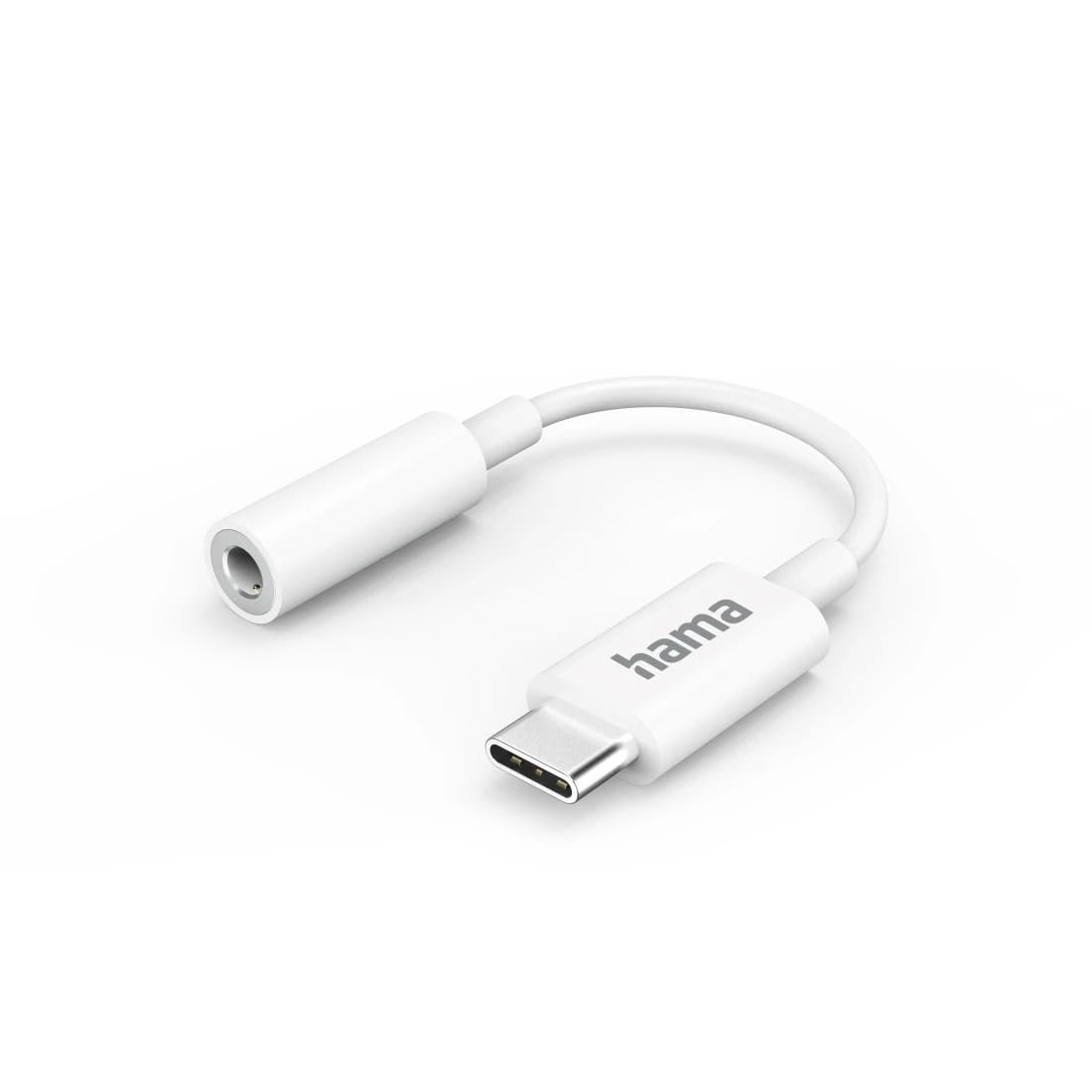 Hama USB C to 3.5 mm Jack Headphone Adapter (Audio Adapter, AUX Adapter, for Samsung, Huawei, iPad) White