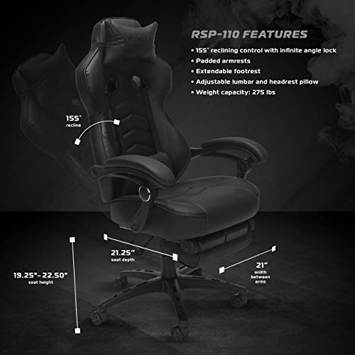 Gaming Chair 400 Lb Capacity RESPAWN 110 Pro Gaming Chair