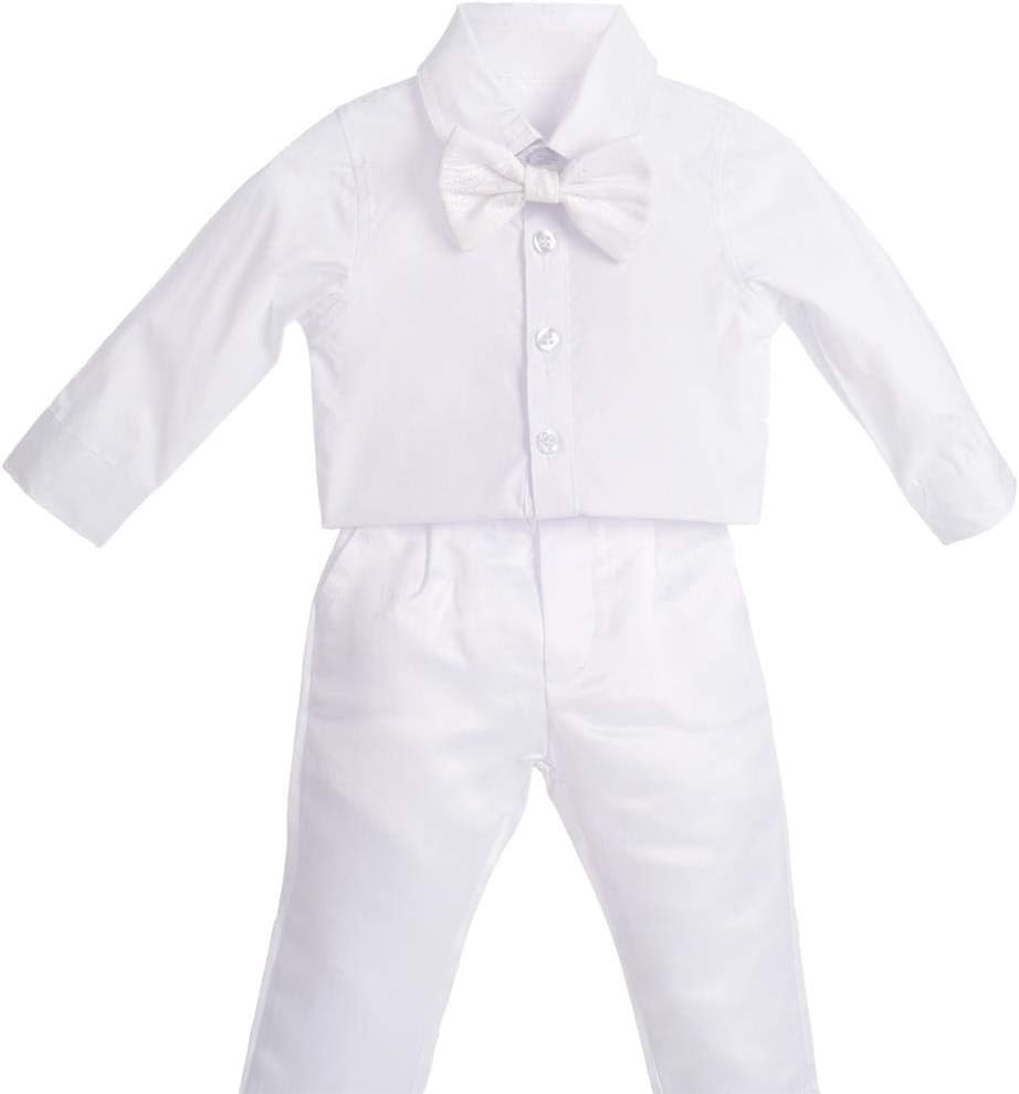Dressy Daisy Baby Boys White Suit Christening Clothing Baptism Outfits with Bonnet Long Sleeve Floral - Image 3