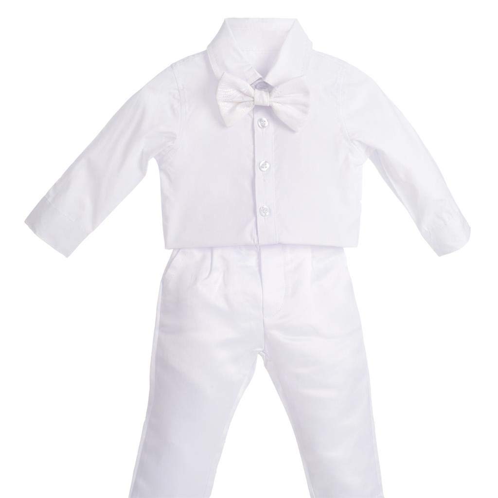 Lito Angels Ropa Traje de Bautizo Blanco para Bebe Niño, con Gorro Capó, Manga Larga, Floral