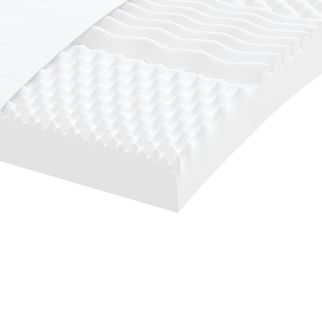 Materac piankowy 90 x 200 cm 7-strefowy 20 ILD | 3-warstwowa konstrukcja, pianka PU 24D, obicie w kolorze brzoskwiniowo-różowym, odciążające