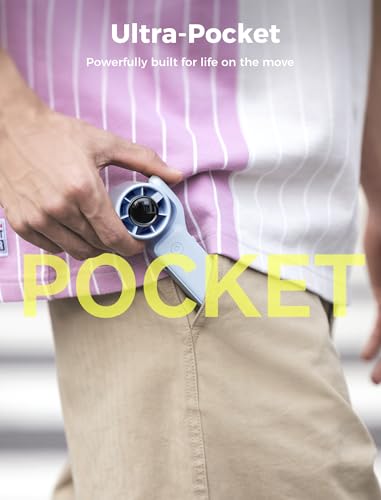 Image of Aecooly Ultra-Pocket Portable Handheld Turbo Fan, 5 Gear Jet Force Airflow, Up to 15 Working Hours, USB Rechargeable Personal Battery Operated Mini Fan, for Travel /Outdoor /Vacation /Concerts -Blue