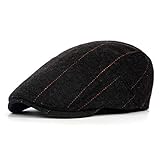 heekpek Boinas Hombre Verano Invierno Boina de Los Hombres Sombrero Masculino Casual Vintage al Aire Libre Clásico Sombrero de Copa Plano Algodón Ajustable Casquillo Plano Negro