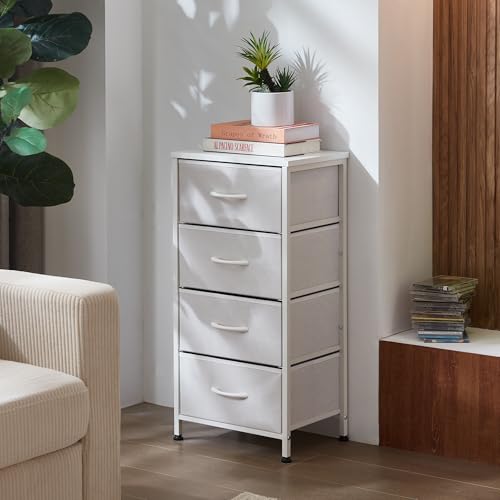 Chic House 4-Drawer Dresser, Textile Storage Column, Bedroom, Hallway, Entryway,