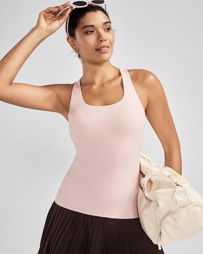 Image of RUNNING GIRL Workout Tops for Women,Racerback Tank Tops with Built in Bras,Padded Sports Bra Yoga Tank Athletic Tops
