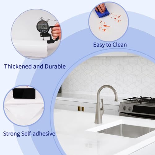 Abyssaly White Contact Ppaper 15.7“ X 118” Glossy Vinyl Film Removable Self-Adhesive Peel and Stick Wallpaper Decorate Paintable Wallpaper Kitchen Cabinet Furniture Countertop Shelf Paper