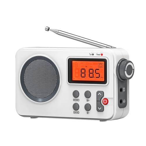 Hsthe Sea Radio Multifonction - Récepteur Mondial AM FM à Piles avec Grand écran, Fonction de chronométrage, réveil, Alimentation USB et Radio à...