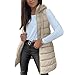 RRMuAzgs womens vests fashion casual plus size Long Puffer Vest Women Winter Hooded Sleeveless Coat Warm Quilted Vest Jacket Zip Up Puffy Coat fall warm Outerwear Beige L