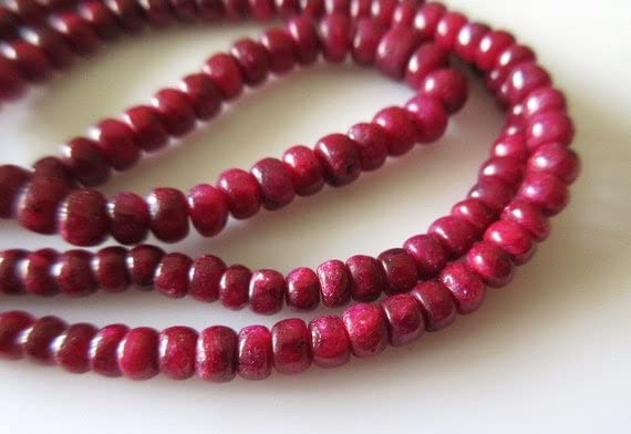 Collier de perles de rubis véritable rondelles lisses haut de gamme 22 pouces