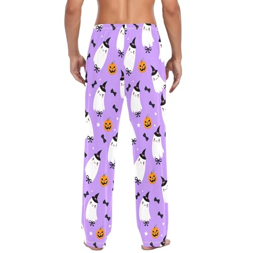 Spirits Black Bow Tie Men's Cotton Pajama Pants with Pockets and Drawstring Comfortable and Stylish,S3