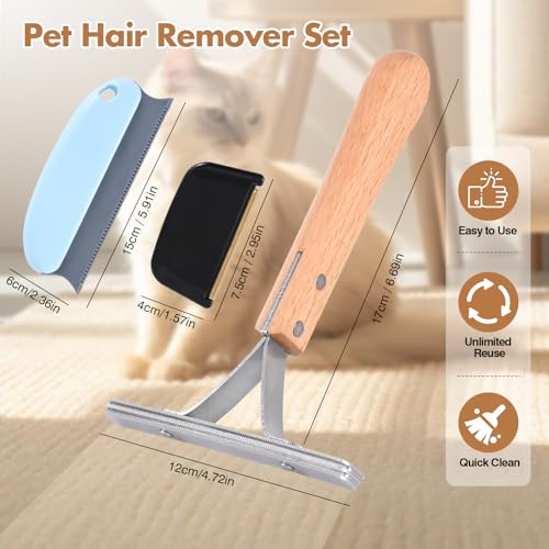 Image of 4Pack Pet Hair Remover Dog Cat Hair Remover Stainless Steel Lint Carpet Remover Shaver Portable Fabric Shaver for Furniture Tool for Car Mats, Couch, Pet Bed