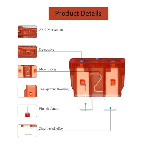 Kit de 100 fusibles para automóvil, fusibles tipo cuchilla para reemplazo en auto, RV, camión, motocicleta y bote miniatura 4
