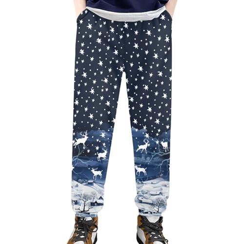 AmzPrint Plus Sweatpants Christmas Lights Print Teen Fall Trendy High Waist Sweatpant Athletic Sweatpants Navy