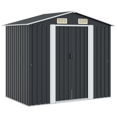 vidaXL Cobertizo de Almacenaje para Jardín Antracita Caseta Casetilla de Almacenamiento para Patio Exterior Cabaña de Acero Gris Antracita