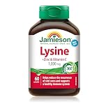 Jamieson Lysine 1,000 mg, with Zinc and Vitamin C, Cold Sore Support, and Helps Immune Health. Essential Amino Acid, Non-GMO, Gluten-Free, 60 Vegetarian Caplets, Proudly Canadian