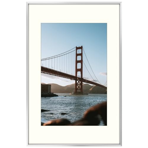 Frametory 16x24 Silver Aluminum Metal Picture Frame Mat for 12x18 Glass