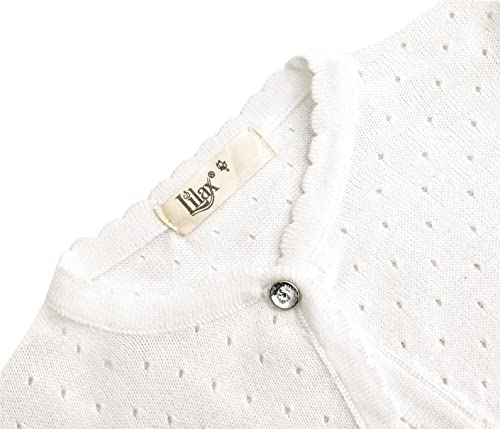 Lilax Little Girls' Knit Long Sleeve One Button Closure Bolero Shrug 7 Cream #TOP2