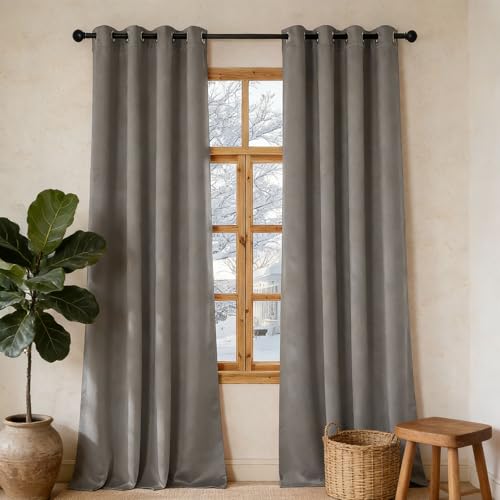 Rideau thermique isolant de 70x190cm avec isolation lumineuse grise