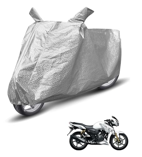 Image of Auto Hub Waterproof Bike Cover Compatible with TVS Apache RTR 180 Dustproof, UV Protection Two Wheeler Bike Apache 180 Cover - Metallic Silver