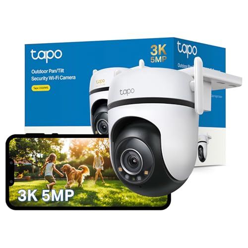Image of Tapo C530WS Pan /Tilt Outdoor Security Camera, 3K 5MP WiFi Outdoor Camera, 360 Vision Motion Tracking, No Monthly Fee, AI Detection, Starlight Colour Night Vision, IP66, Works with Alexa & Google