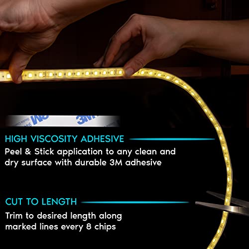 Image of LUXRITE LED Strip Lights 16.4FT, 3000K Soft White, High Density, 461 Lumens /FT, Cut to Length, 803 LED Chips /Reel, 4.4W /FT, CRI 90, 24V Flexible Tape Light, UL - Home and Remodel, Accent Lighting