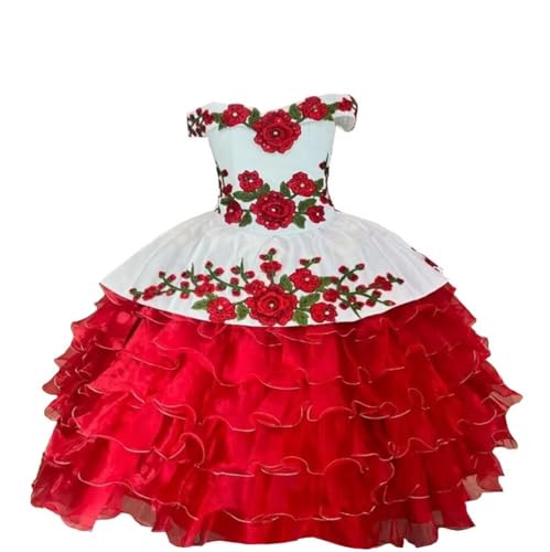 Floral Flowers Applique Diamond Organza Layers Mini Quinceanera Dresses for Girls Bow 2025