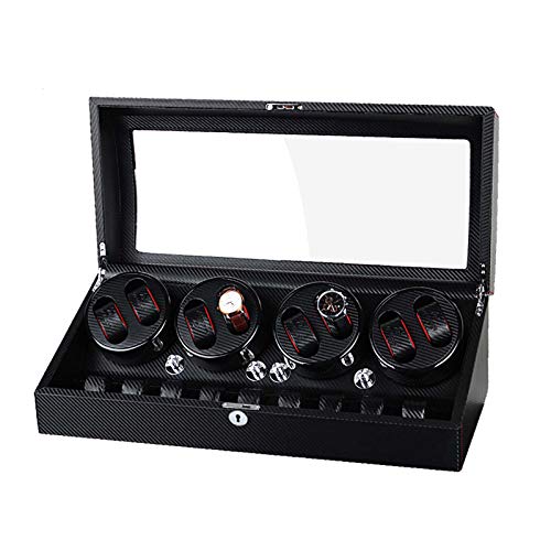 Agitador De Relojes Reloj Mecánico Enrollador Automático De La Caja 8 + 9 Agitador De Relojes Caja De Presentación De Almacenamiento Movimiento Silencioso Ajuste De Cinco Velocidades(Color:re) Cover