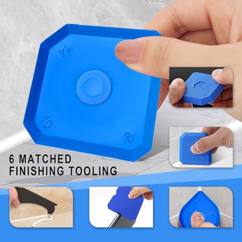 10 Stück Werkzeug Schaber Kit Fugenglätter Set, 6 Silikon Fugenglätter, 4 Stück Metallkugel Abzieher, Silikonfugen abzieher Caulking Werkzeug Kit Fugenglätter Set Für Badezimmer, Küchenfliesen, Blau