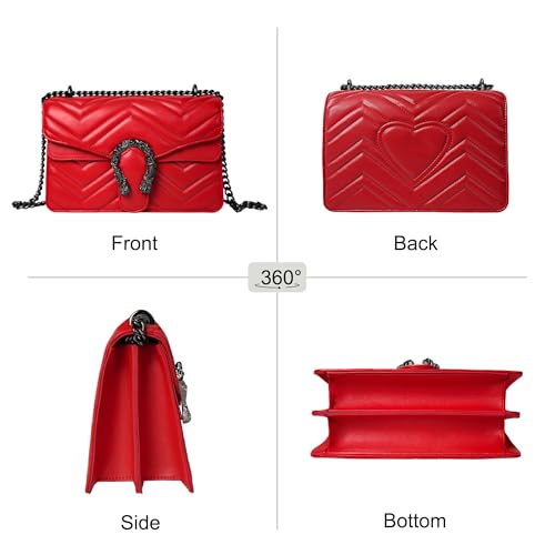 Image of Women's Crossbody Shoulder Bag Snake Print Satchel Purse Leather Chain Clutch Evening Handbag