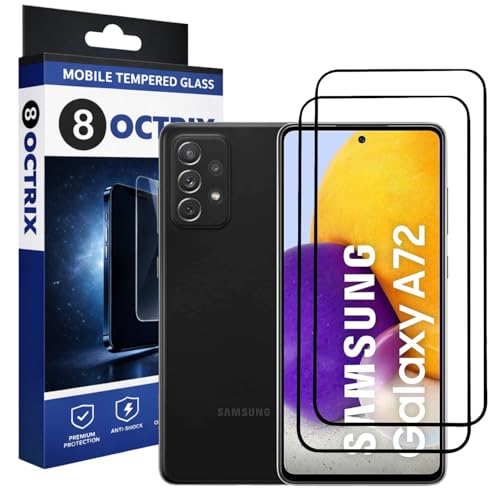 Image of Military-Grade Tempered Glass Screen Protector Compatible for Samsung Galaxy A72 with Edge to Edge Coverage - Case Friendly, Anti-Scratch & Bubble-Free Installation Kit (Pack Of 2)
