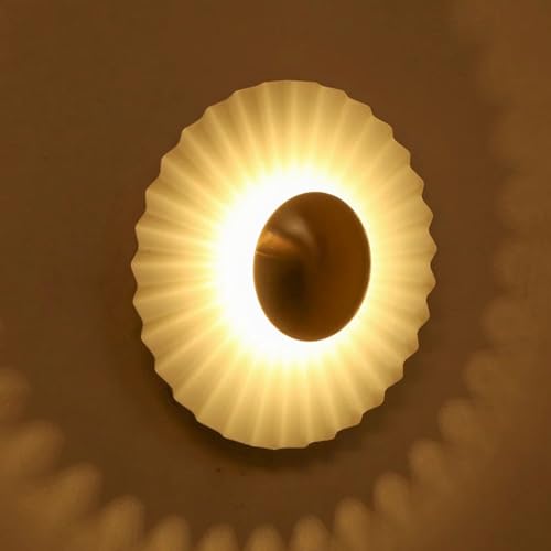 Image of Luxury Sunburst Wall Light - White & Gold Metal Finish | 3-in-1 LED Decorative Wall Sconce | Modern Light Fixture for Living Room, Bedroom & Hallway Decor, Home & Office