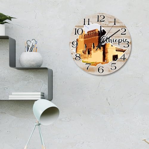 Horloge murale Éthiopie 38 cm silencieuse pour décoration intérieure salon chambre - 3