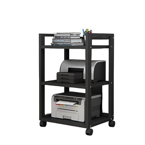 Vexnar 木製オーディオラック、リビング用多層ブックシェルフ/メディア収納キャビネット、ホームオフィス向けオーガナイザー (ブラックフレーム+チークカラー, 50*40*79cm) (50*40*79cm,黒枠+黒)