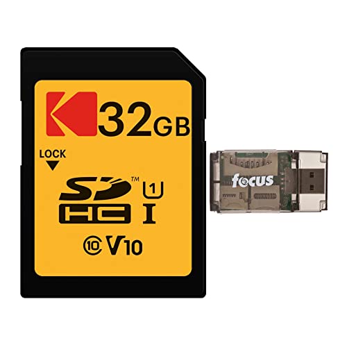 Cartes mémoire SDHC Kodak 32 Go classe 10 avec lecteur de cartes universel pour appareil photo